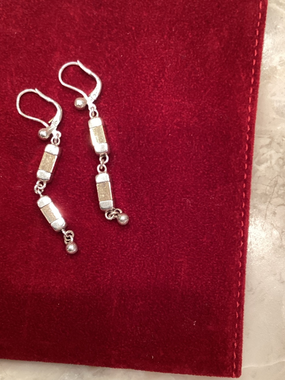 Silver/gold Drop Bar Dangle Earrings - Silver/gold